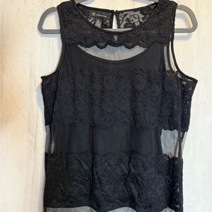 INC International Concepts Black Lace Blouse